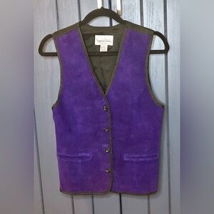 Vintage Diane Von Furstenberg Purple Leather Button Up Vest XS Y2K Yallternative